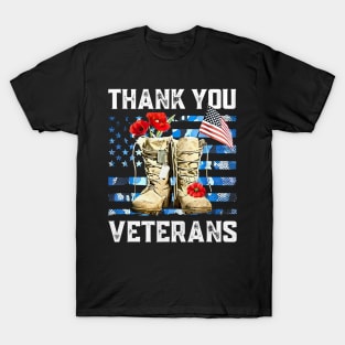 Thank You Veterans Soldier Boots U.S Veteran Memorial Day T-Shirt